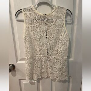 CAbi Elegant White Lace Sleeveless Top